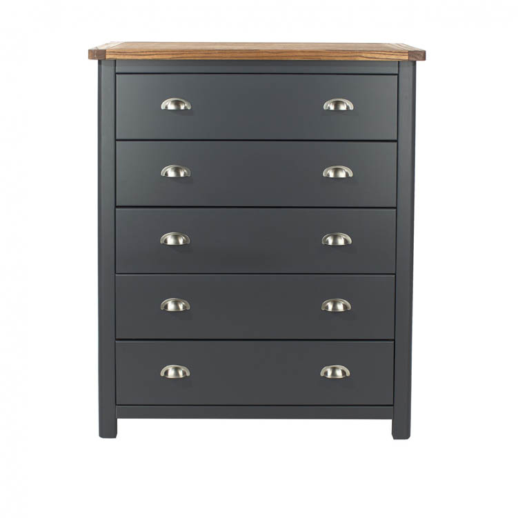 Core Products Core Dunkeld Midnight Blue and Oak 5 Drawer Chest of Drawers (Flat Packed)