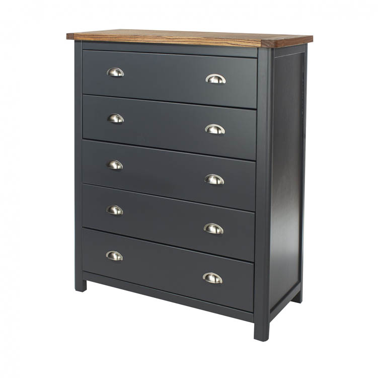 Core Products Core Dunkeld Midnight Blue and Oak 5 Drawer Chest of Drawers (Flat Packed)