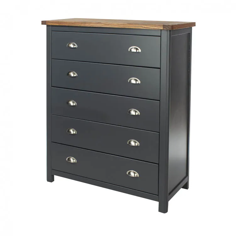 Core Core Dunkeld Midnight Blue and Oak 5 Drawer Chest of Drawers