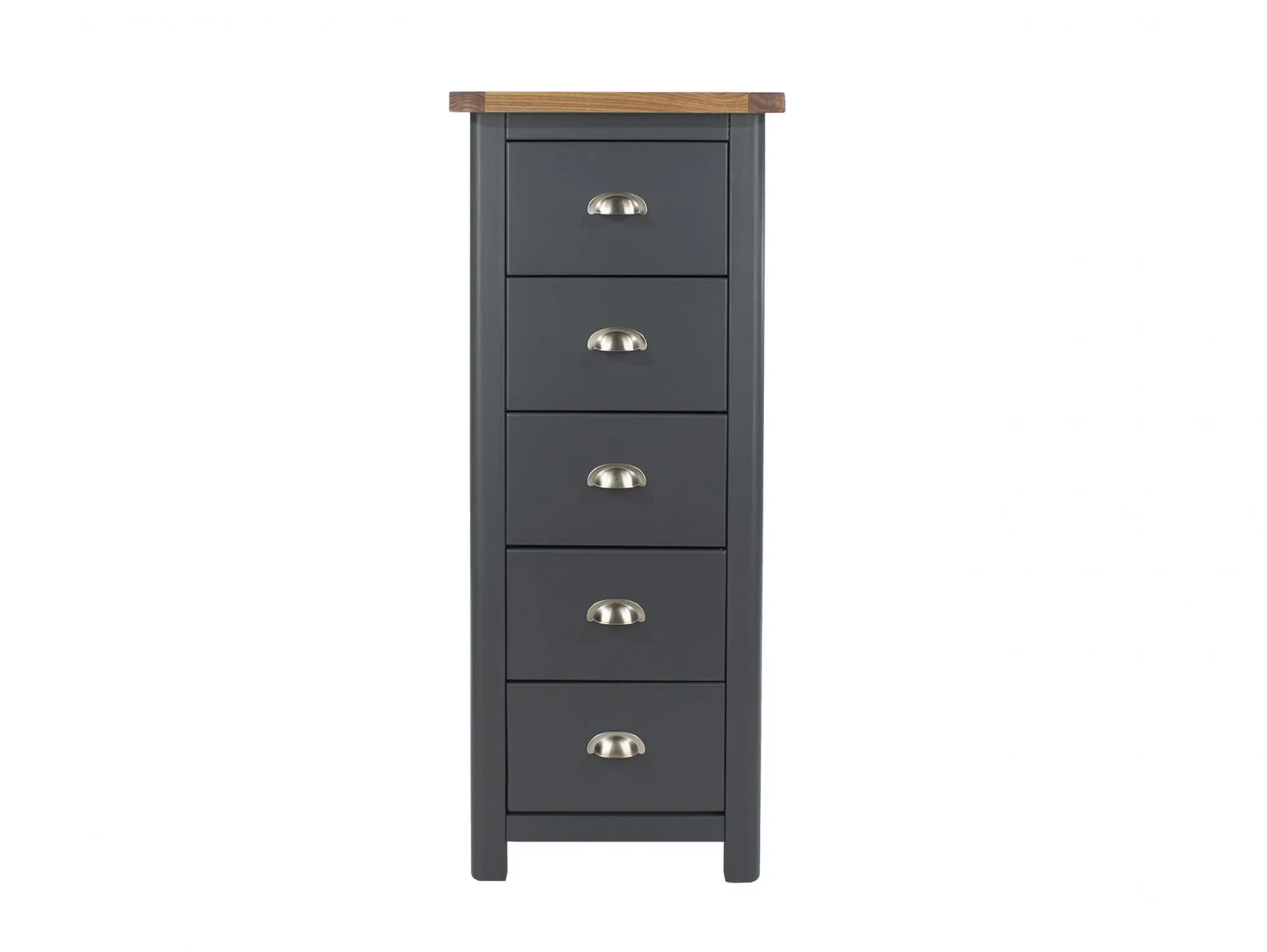 Core Core Dunkeld Midnight Blue and Oak 5 Drawer Narrow Chest of Drawers
