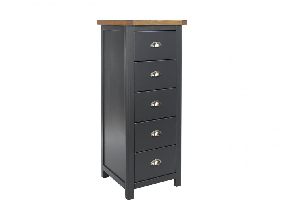 Core Products Core Dunkeld Midnight Blue and Oak 5 Drawer Narrow Chest of Drawers (Flat Packed)