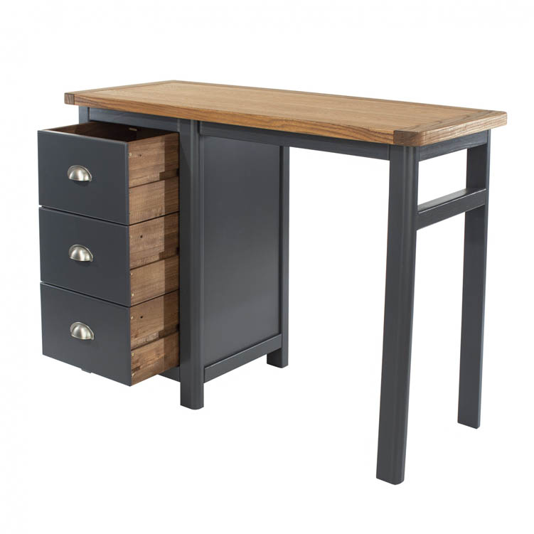 Core Products Core Dunkeld Midnight Blue and Oak Single Pedestal Dressing Table (Flat Packed)