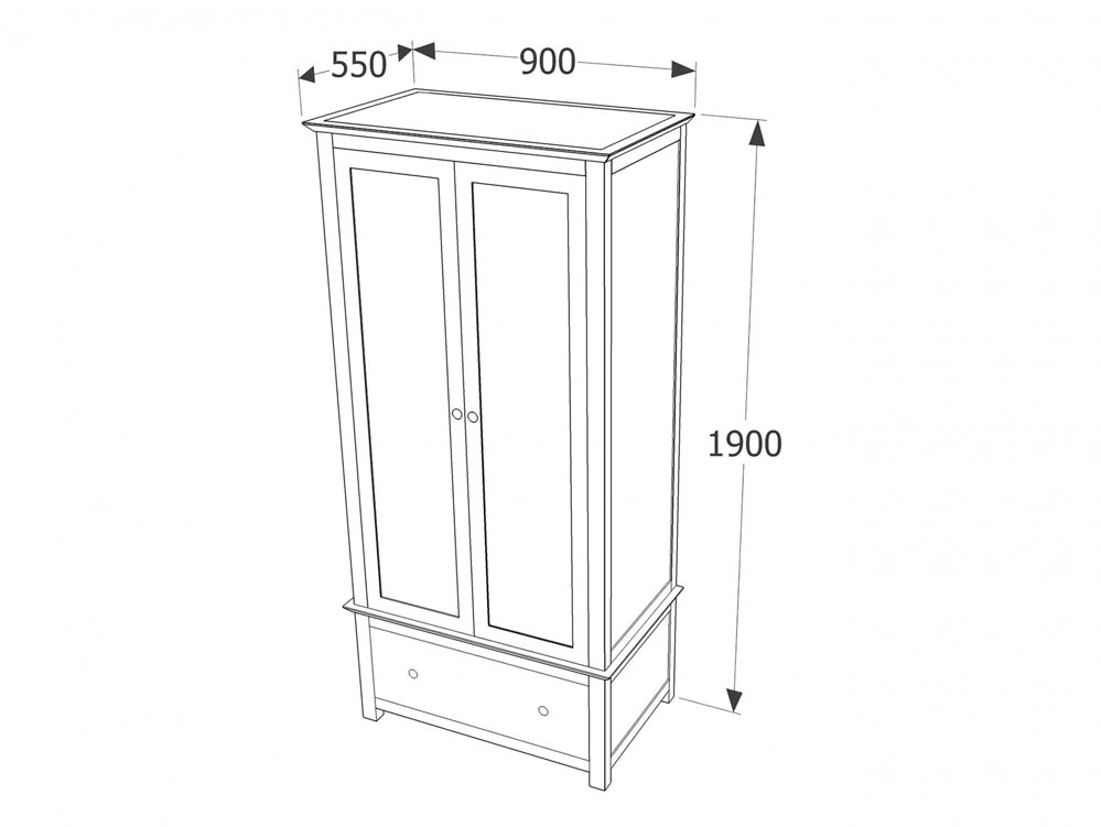Core Products Core Nairn White 2 Door, 1 Drawer Wardrobe (Flat Packed)
