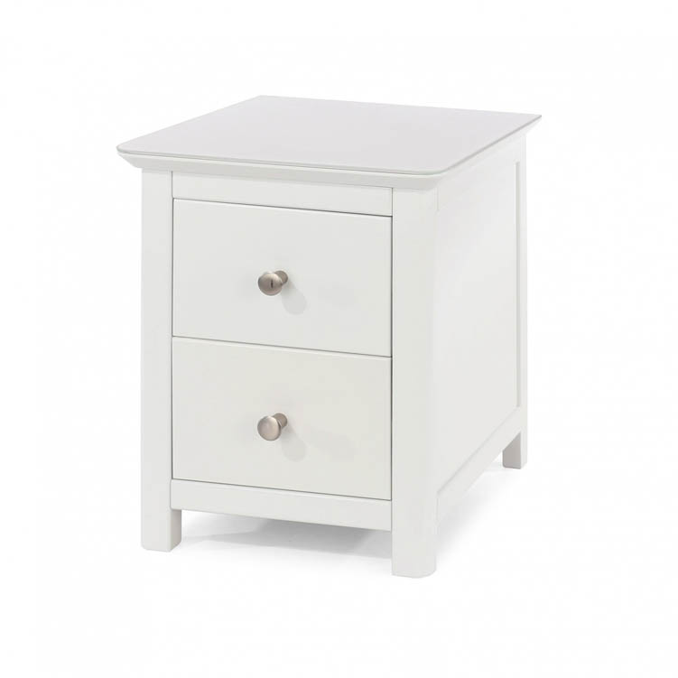 Core Products Core Nairn White with Bonded Glass 2 Drawer Bedside Cabinet (Flat Packed)
