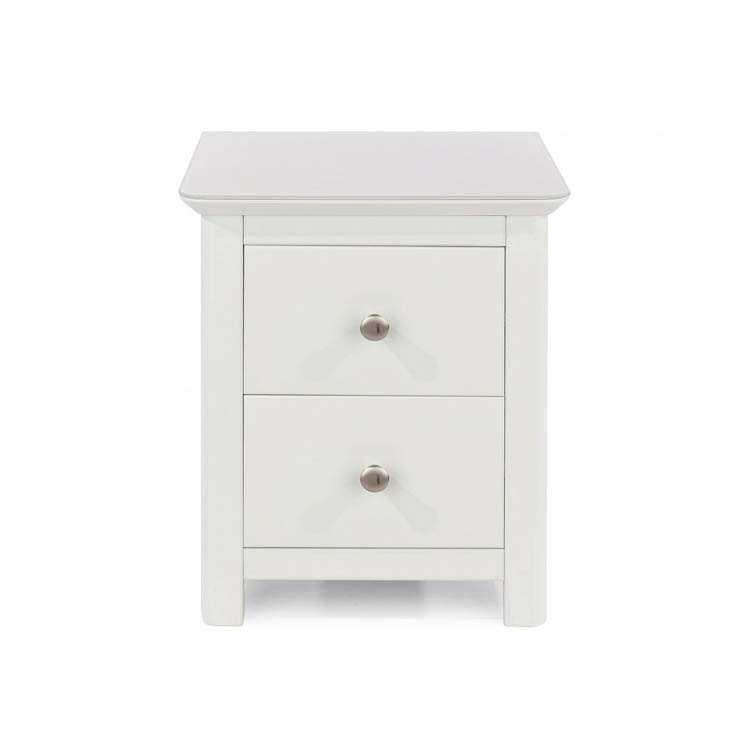 Core Products Core Nairn White with Bonded Glass 2 Drawer Bedside Cabinet (Flat Packed)