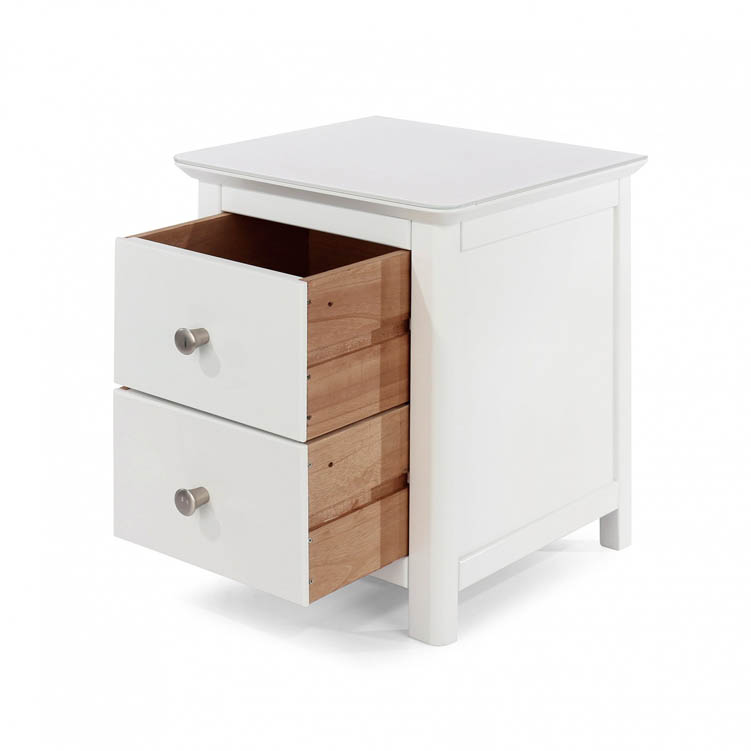Core Products Core Nairn White with Bonded Glass 2 Drawer Bedside Cabinet (Flat Packed)