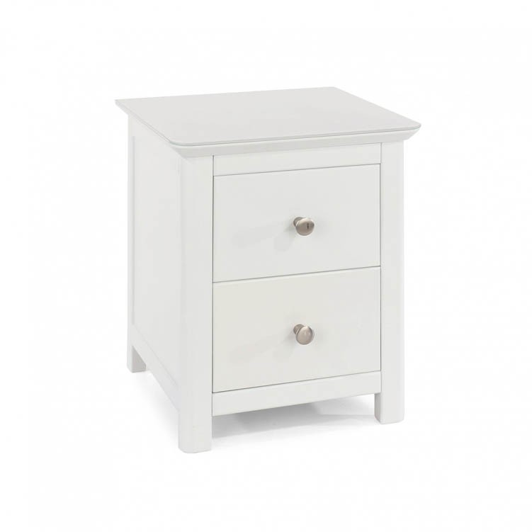 Core Products Core Nairn White with Bonded Glass 2 Drawer Bedside Cabinet (Flat Packed)