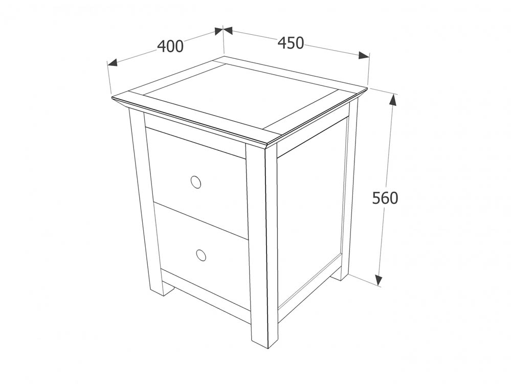 Core Products Core Nairn White with Bonded Glass 2 Drawer Bedside Cabinet (Flat Packed)