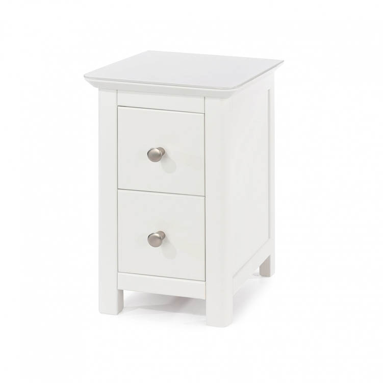 Core Products Core Nairn White with Bonded Glass 2 Drawer Petite Bedside Cabinet (Flat Packed)