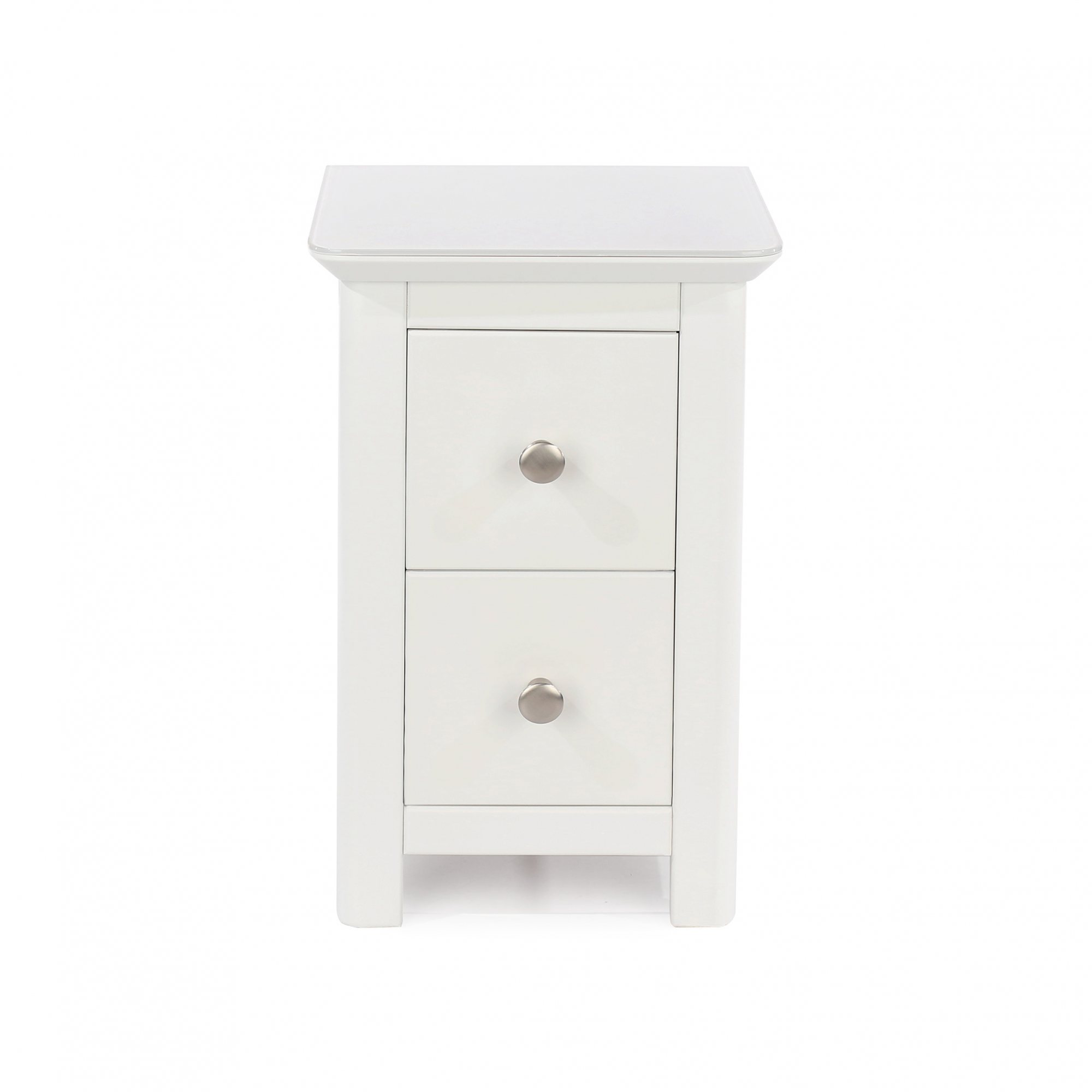 Core Products Core Nairn White with Bonded Glass 2 Drawer Petite Bedside Cabinet (Flat Packed)