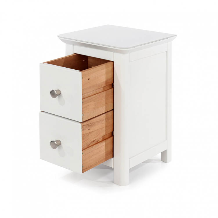 Core Products Core Nairn White with Bonded Glass 2 Drawer Petite Bedside Cabinet (Flat Packed)