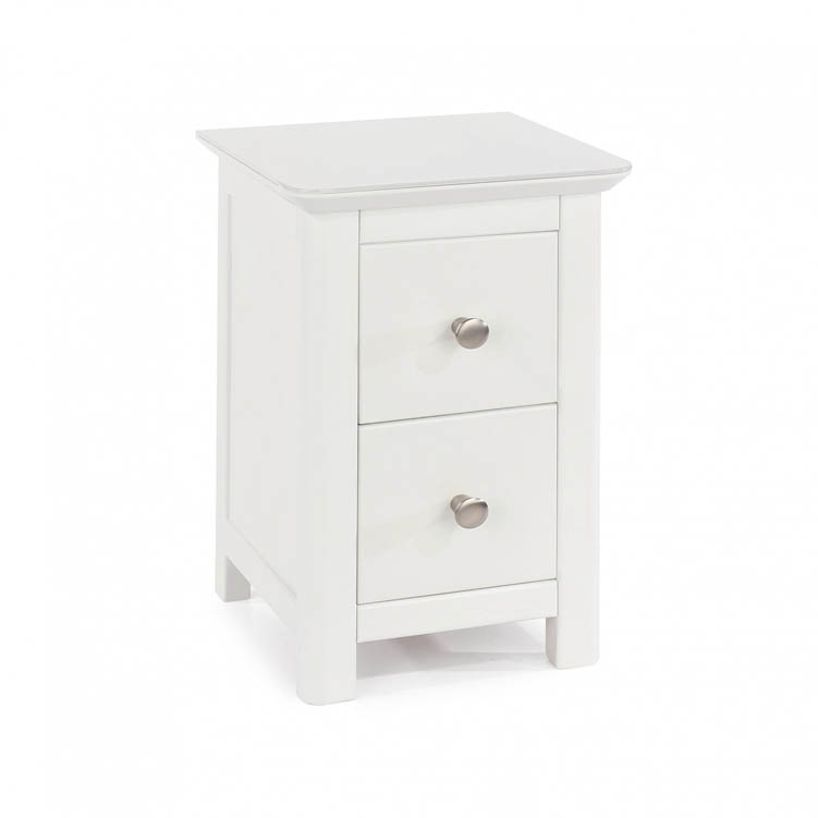 Core Products Core Nairn White with Bonded Glass 2 Drawer Petite Bedside Cabinet (Flat Packed)