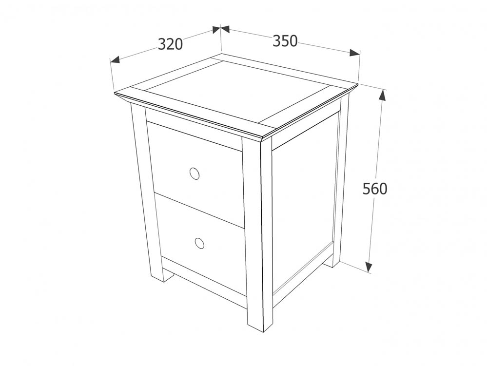 Core Products Core Nairn White with Bonded Glass 2 Drawer Petite Bedside Cabinet (Flat Packed)