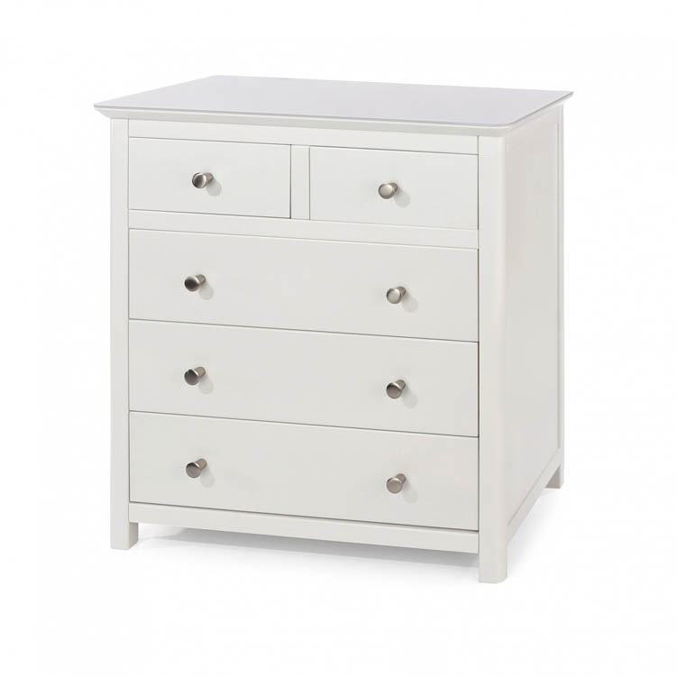 Core Products Core Nairn White with Bonded Glass 2+3 Drawer Chest of Drawers (Flat Packed)