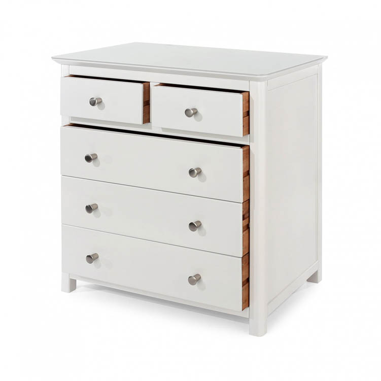 Core Products Core Nairn White with Bonded Glass 2+3 Drawer Chest of Drawers (Flat Packed)