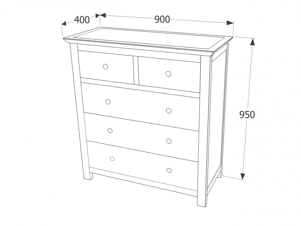Core Products Core Nairn White with Bonded Glass 2+3 Drawer Chest of Drawers (Flat Packed)