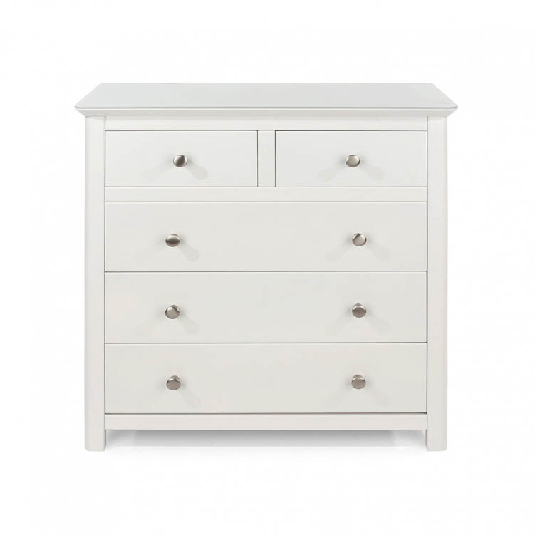 Core Products Core Nairn White with Bonded Glass 2+3 Drawer Chest of Drawers (Flat Packed)
