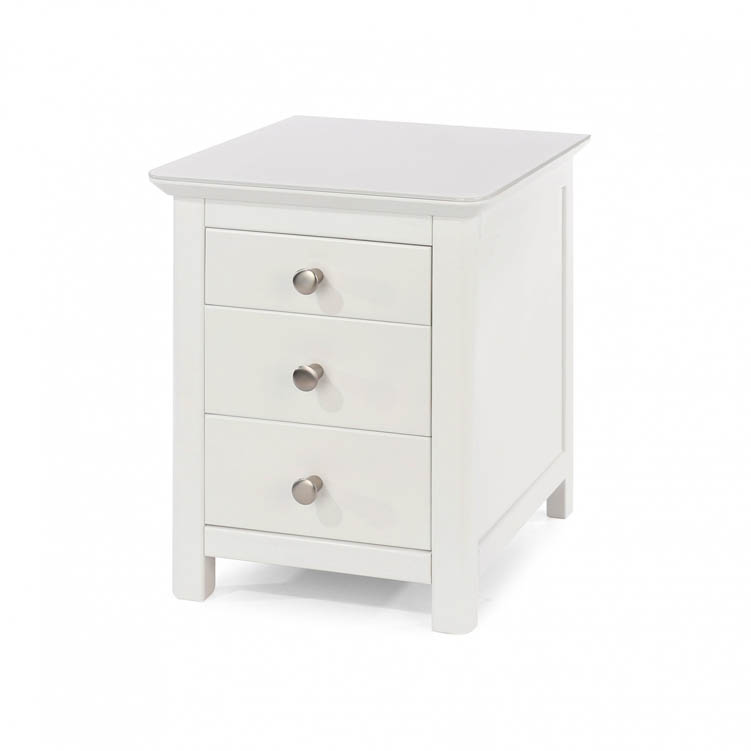 Core Products Core Nairn White with Bonded Glass 3 Drawer Bedside Cabinet (Flat Packed)