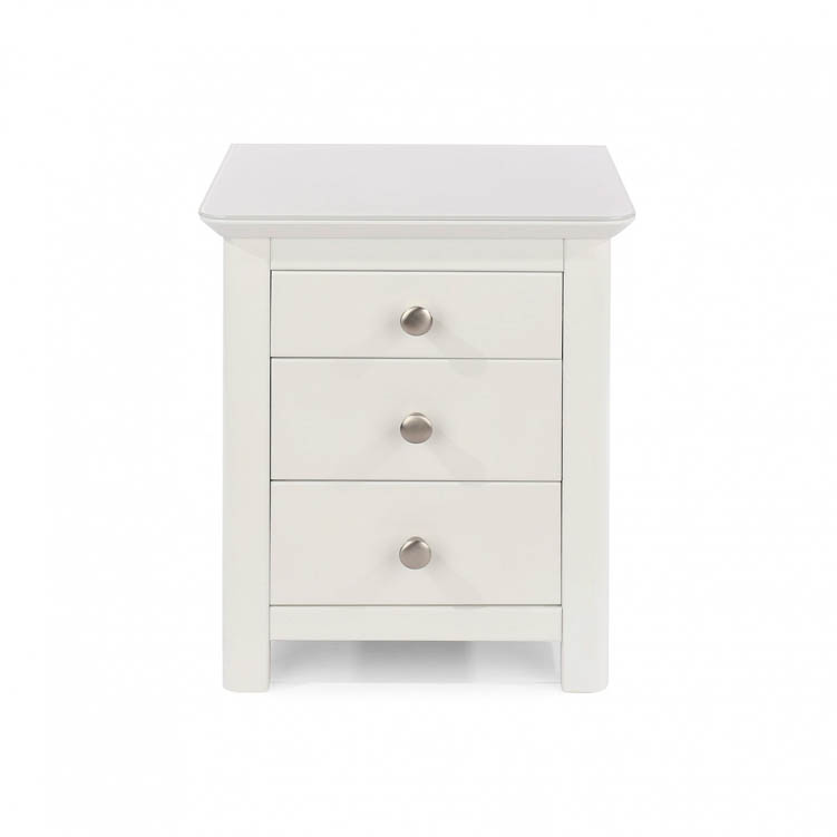 Core Products Core Nairn White with Bonded Glass 3 Drawer Bedside Cabinet (Flat Packed)