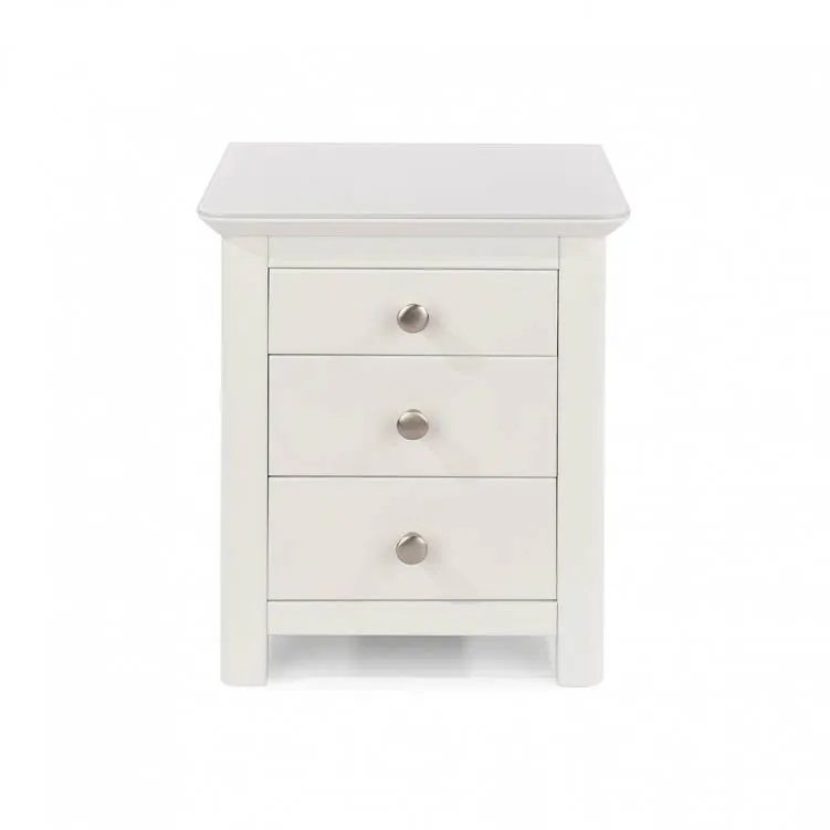 Core Products Core Nairn White with Bonded Glass 3 Drawer Bedside Table