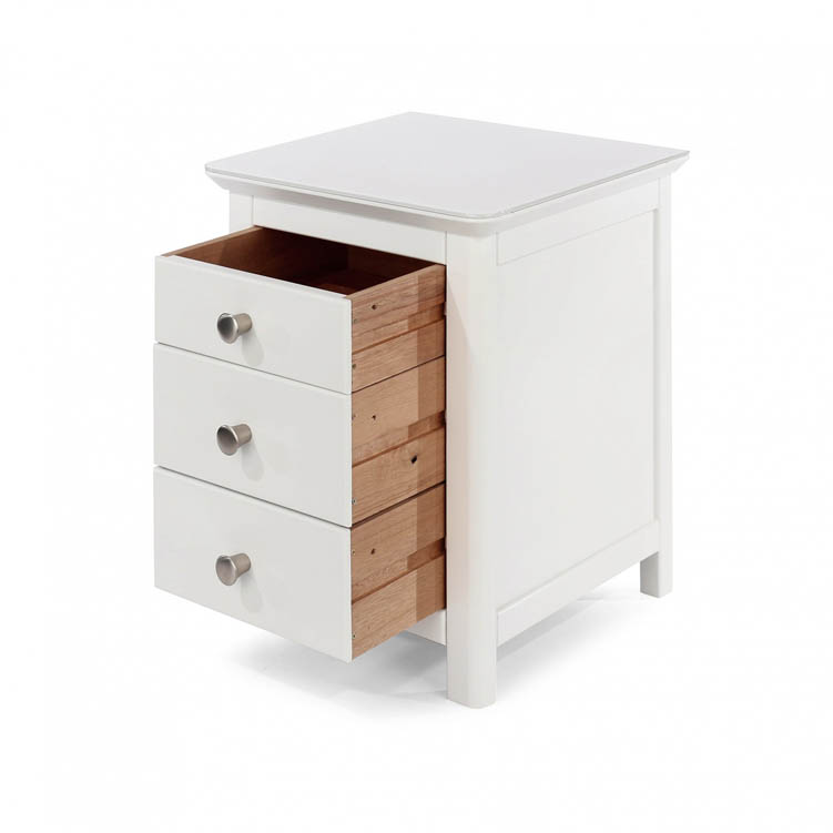 Core Products Core Nairn White with Bonded Glass 3 Drawer Bedside Cabinet (Flat Packed)
