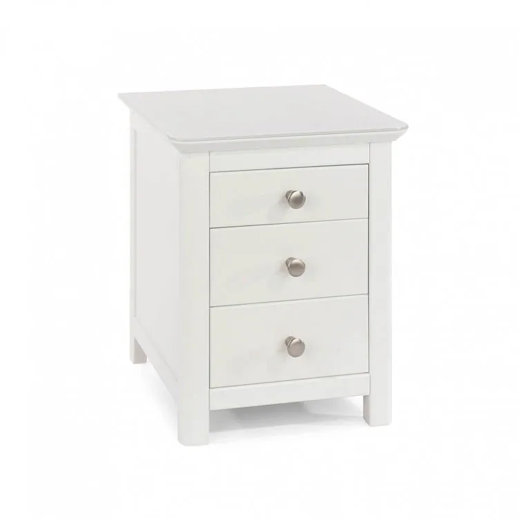 Core Products Core Nairn White with Bonded Glass 3 Drawer Bedside Table