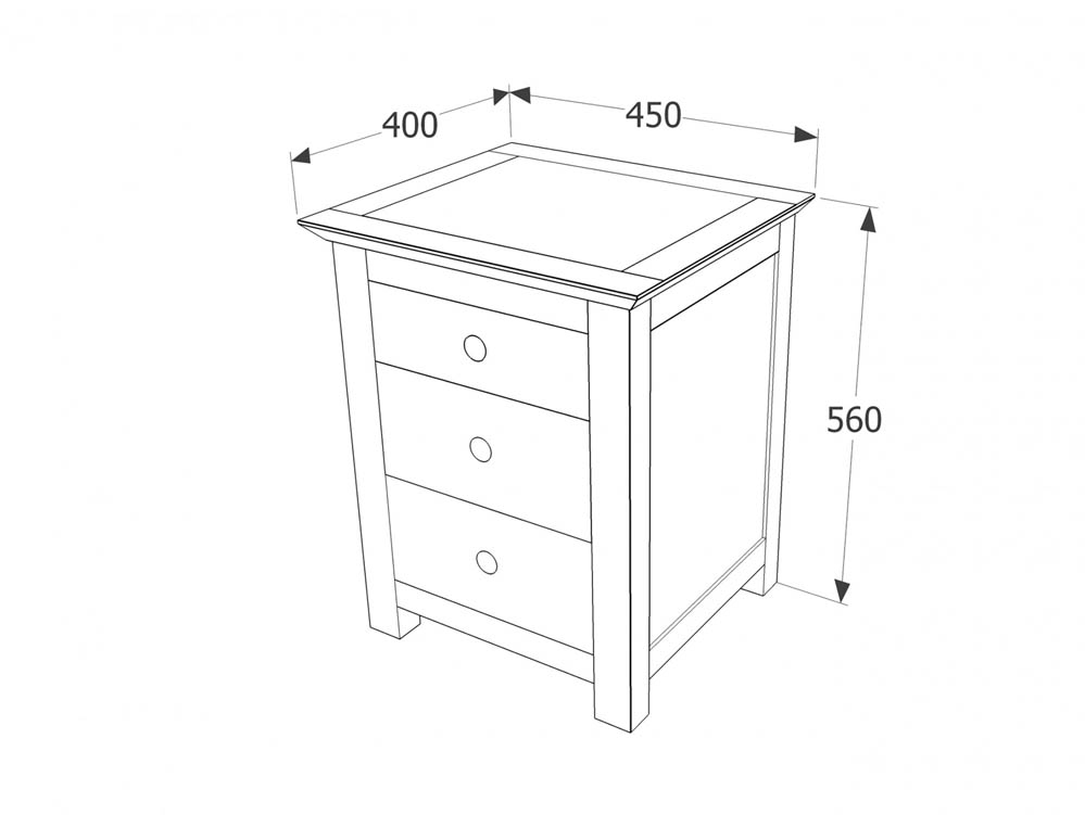 Core Products Core Nairn White with Bonded Glass 3 Drawer Bedside Cabinet (Flat Packed)