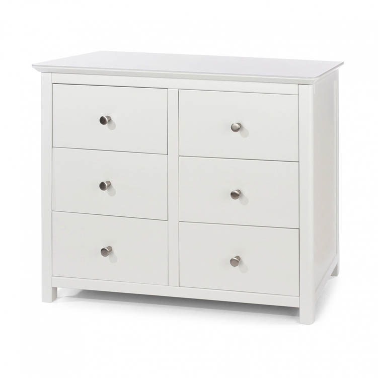 Core Products Core Nairn White with Bonded Glass 3+3 Dr Wide Chest of Drawers (Flat Packed)