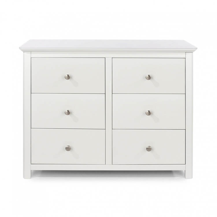Core Products Core Nairn White with Bonded Glass 3+3 Dr Wide Chest of Drawers (Flat Packed)