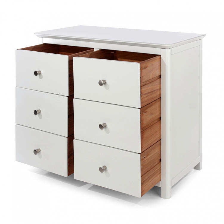 Core Products Core Nairn White with Bonded Glass 3+3 Dr Wide Chest of Drawers (Flat Packed)