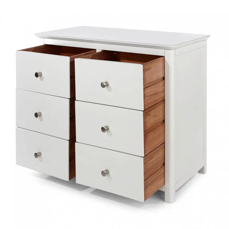 Core Products Core Nairn White with Bonded Glass 3+3 Dr Wide Chest of Drawers