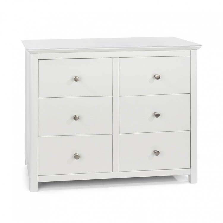 Core Products Core Nairn White with Bonded Glass 3+3 Dr Wide Chest of Drawers (Flat Packed)