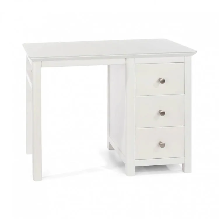 Core Products Core Nairn White with Bonded Glass Single Pedestal Dressing Table