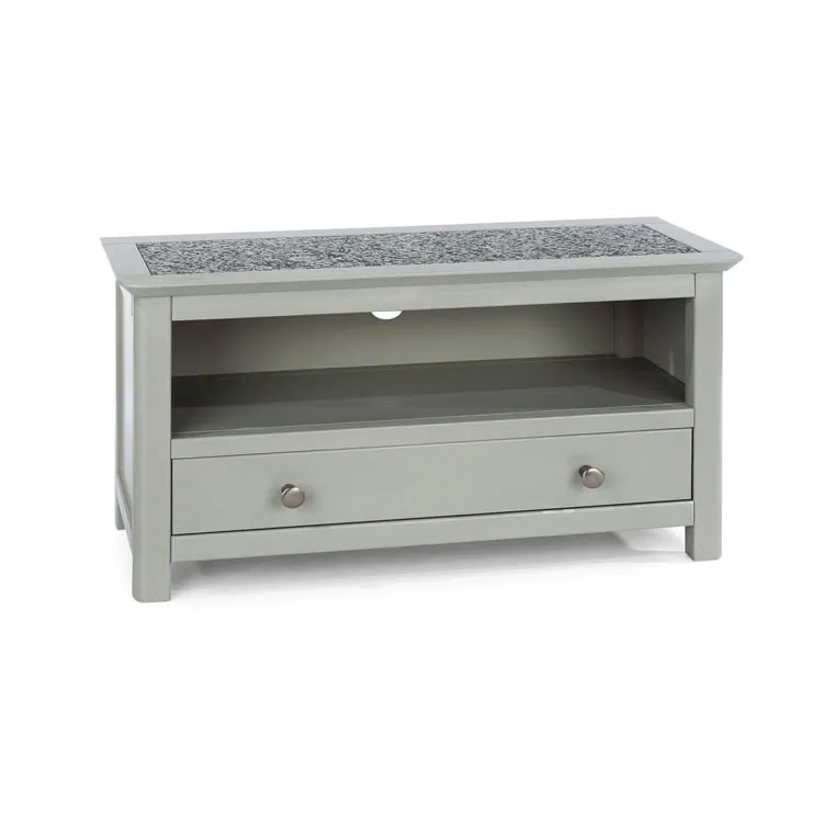Core Perth Grey Painted with Grey Stone Inset 1 Drawer TV Unit
