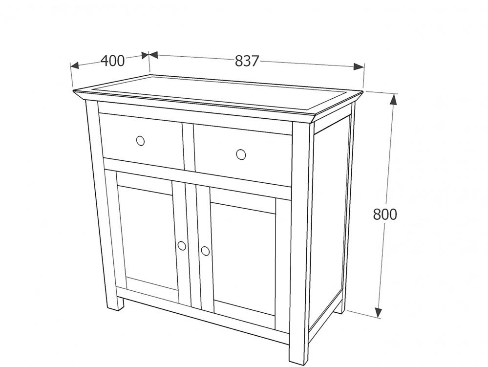 Core Products Core Perth Grey Painted with Grey Stone Inset 2 Door 2 Drawer Sideboard (Flat Packed)