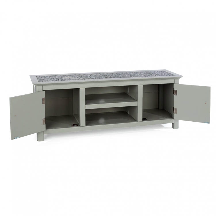 Core Products Core Perth Grey Painted with Grey Stone Inset 2 Door TV Unit (Flat Packed)