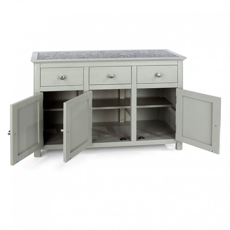 Core Products Core Perth Grey Painted with Grey Stone Inset 3 Door 3 Drawer Sideboard (Flat Packed)