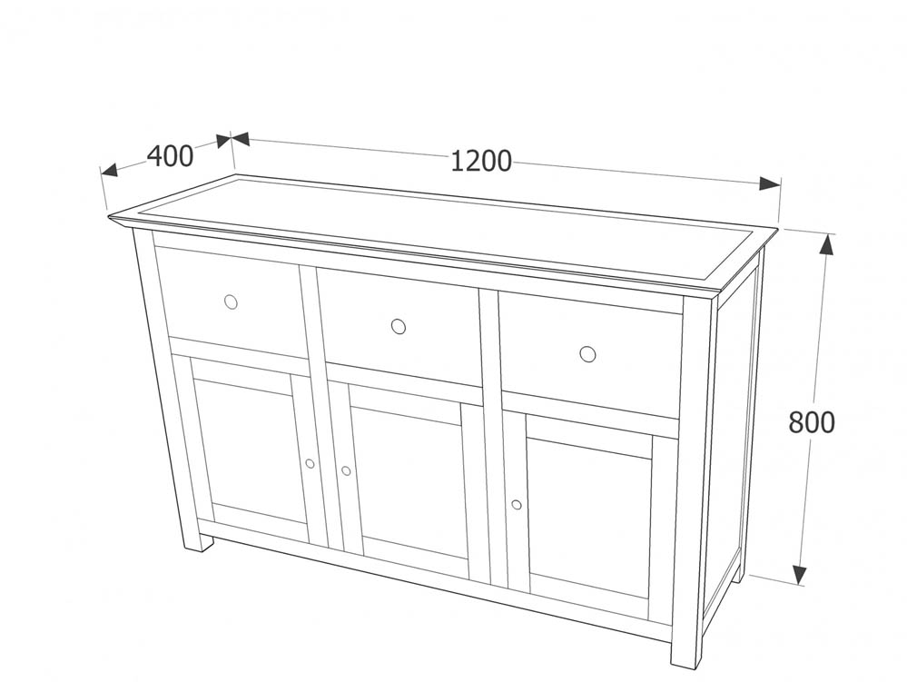 Core Products Core Perth Grey Painted with Grey Stone Inset 3 Door 3 Drawer Sideboard (Flat Packed)