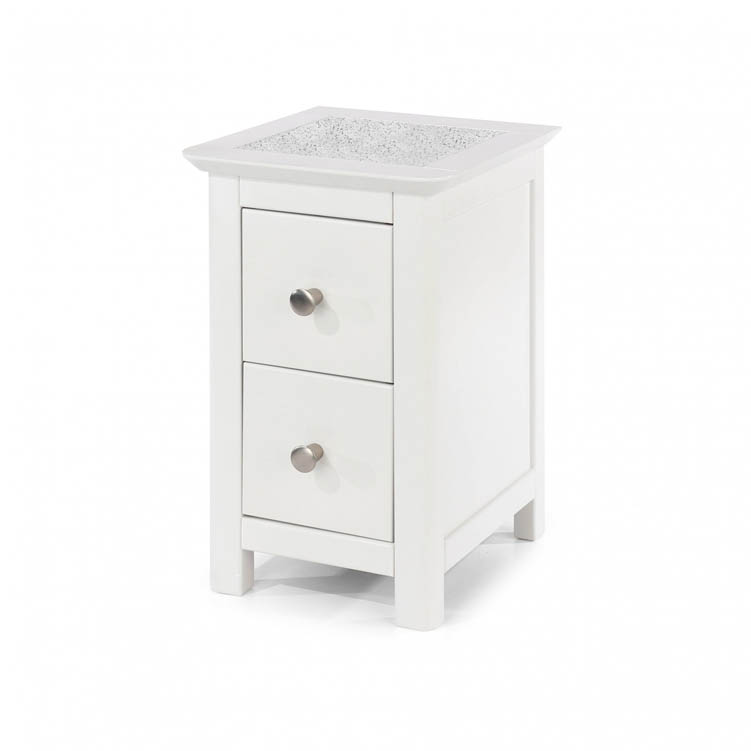 Core Products Core Stirling White with White Stone Inset 2 Drawer Petite Bedside Cabinet (Flat Packed)
