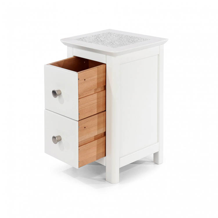 Core Products Core Stirling White with White Stone Inset 2 Drawer Petite Bedside Cabinet (Flat Packed)