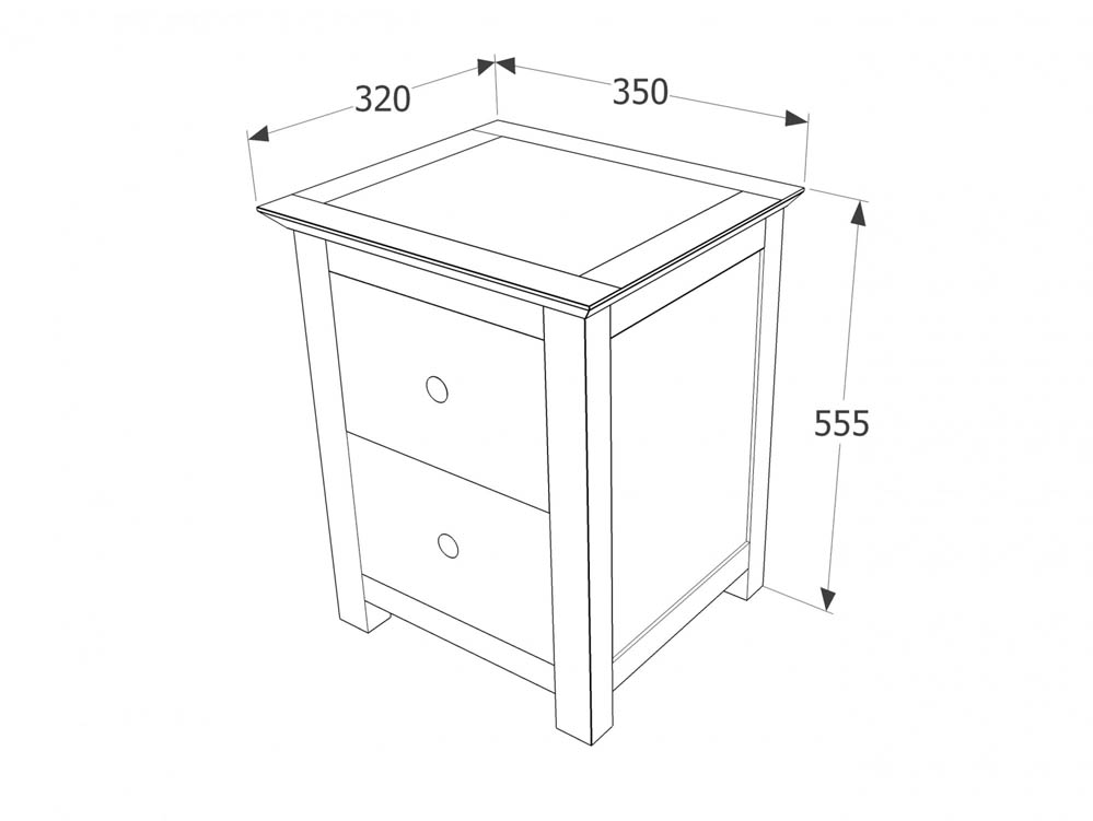Core Products Core Stirling White with White Stone Inset 2 Drawer Petite Bedside Cabinet (Flat Packed)