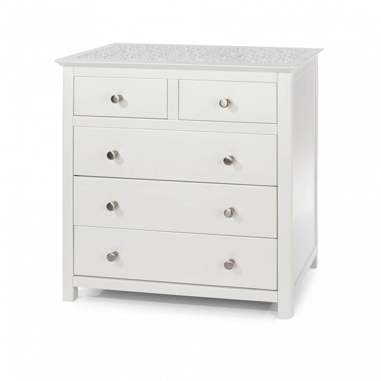 Core Products Core Stirling White with White Stone Inset 2+3 Drawer Chest of Drawers (Flat Packed)