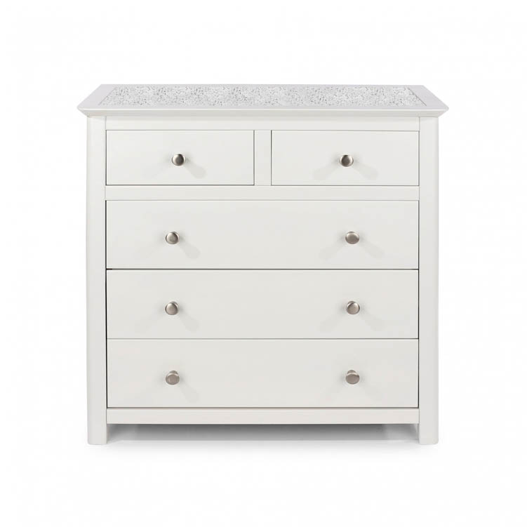 Core Products Core Stirling White with White Stone Inset 2+3 Drawer Chest of Drawers (Flat Packed)