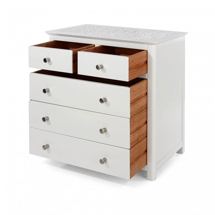Core Products Core Stirling White with White Stone Inset 2+3 Drawer Chest of Drawers (Flat Packed)