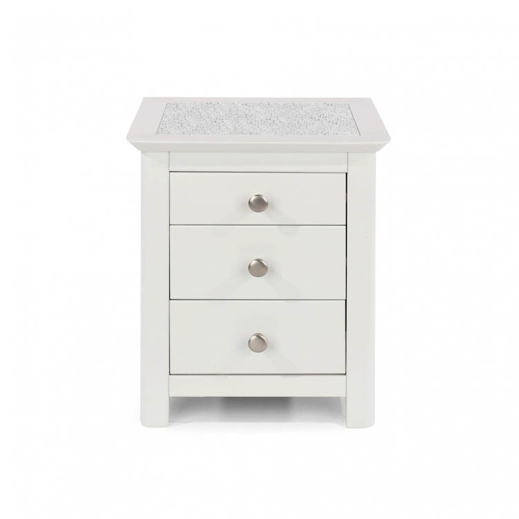 Core Products Core Stirling White with White Stone Inset 3 Drawer Bedside Cabinet (Flat Packed)