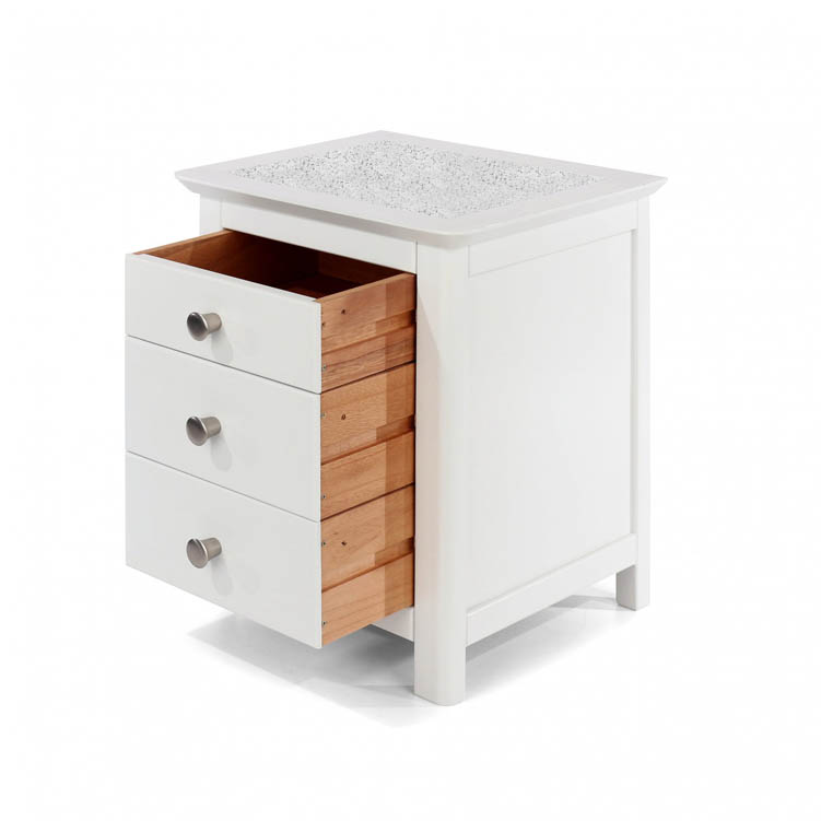 Core Products Core Stirling White with White Stone Inset 3 Drawer Bedside Cabinet (Flat Packed)