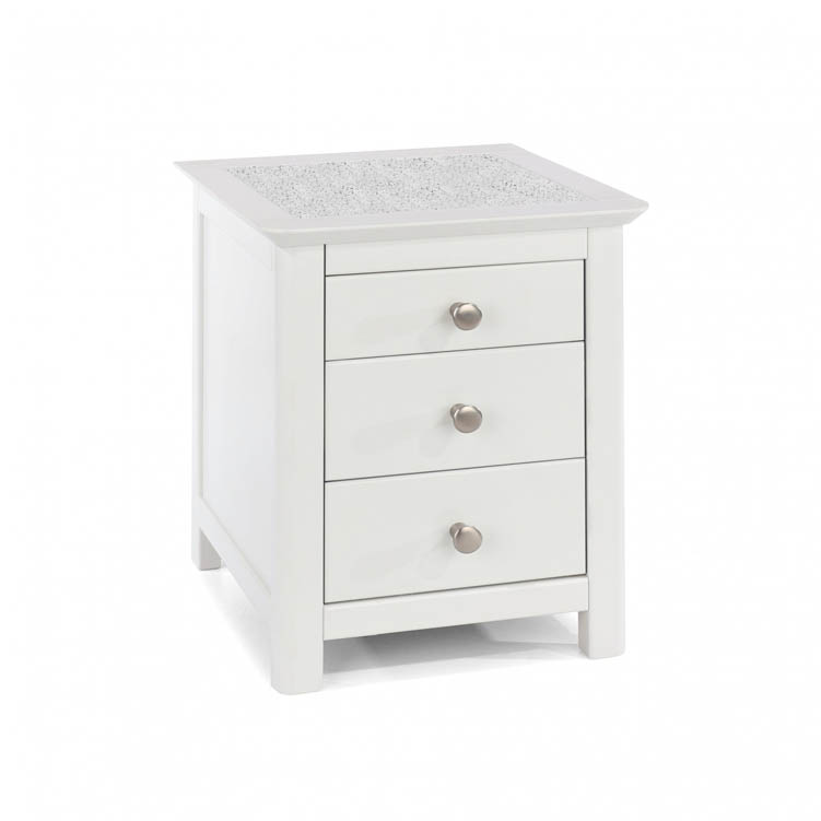 Core Products Core Stirling White with White Stone Inset 3 Drawer Bedside Cabinet (Flat Packed)