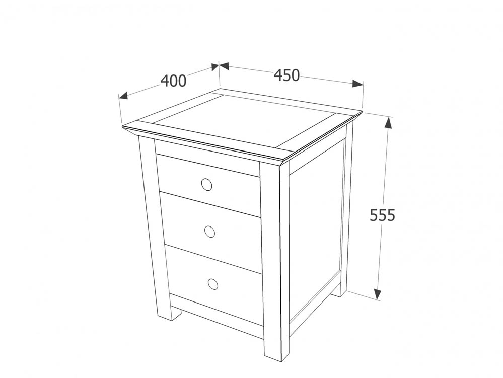 Core Products Core Stirling White with White Stone Inset 3 Drawer Bedside Cabinet (Flat Packed)
