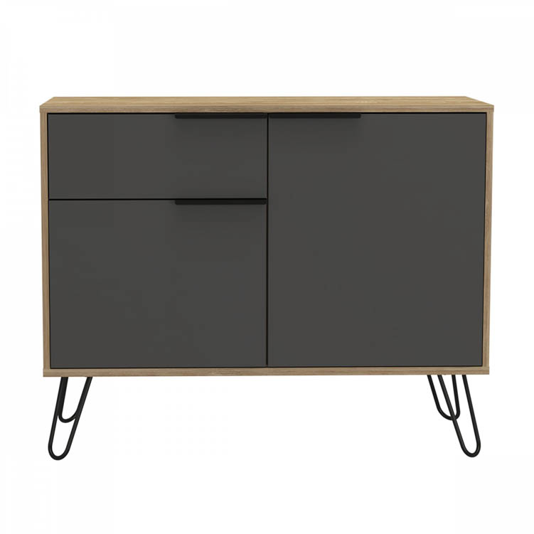 Core Products Core Vegas Bleached Oak and Grey 2 Door 1 Drawer Small Sideboard (Flat Packed)
