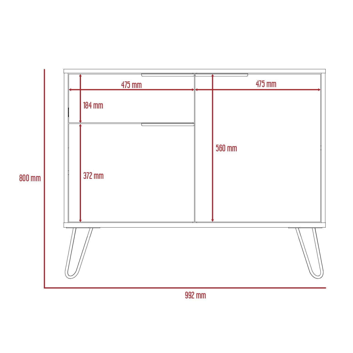 Core Products Core Vegas Bleached Oak and Grey 2 Door 1 Drawer Small Sideboard (Flat Packed)
